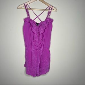 Bebe | Silk Ruffled Strappy Romper